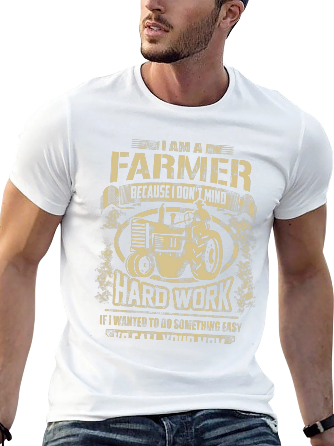 Farmer Tractor Graphic Tee - Hard Work