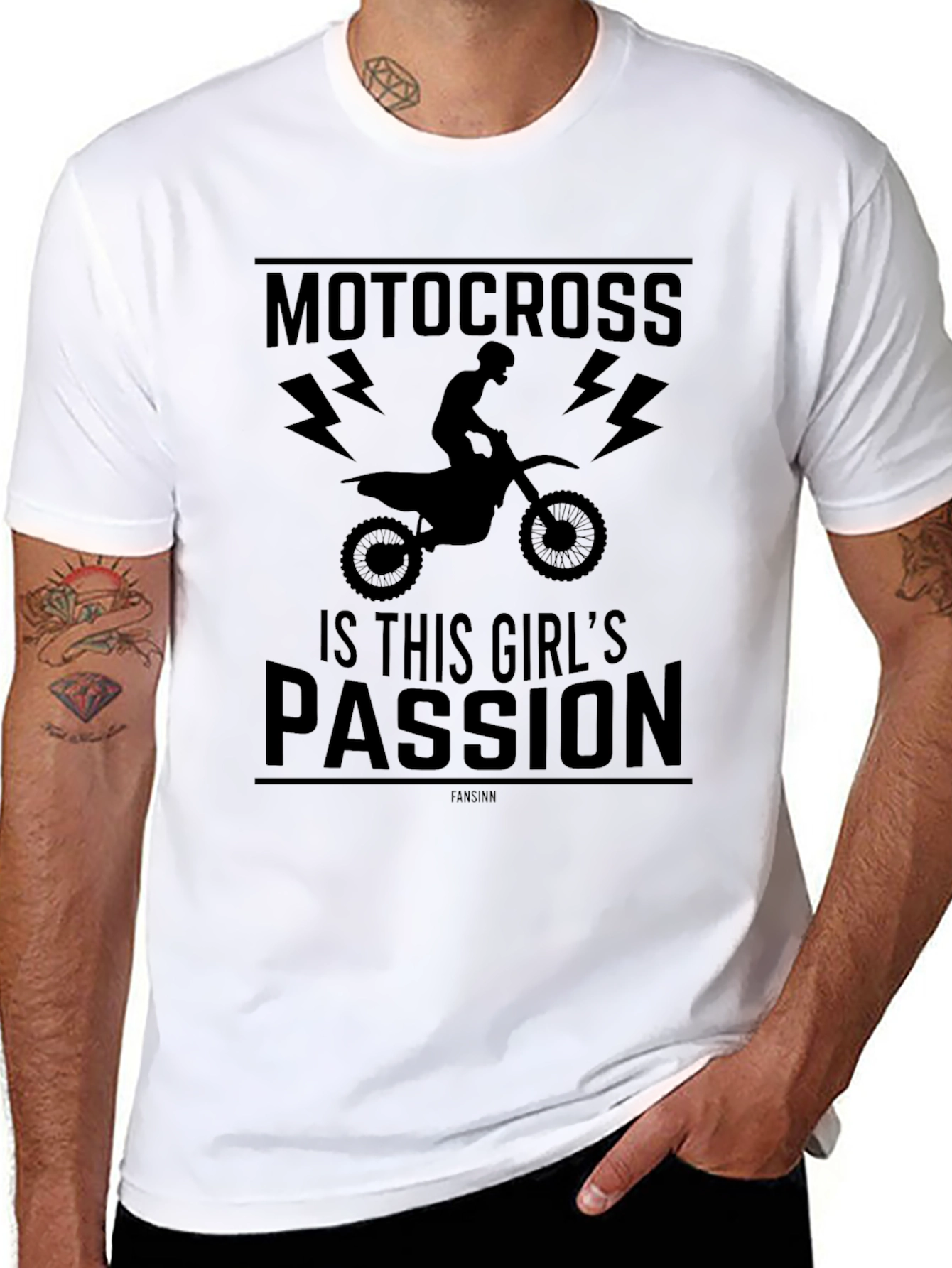 Motocross Girls Passion Black Graphic T-Shirt