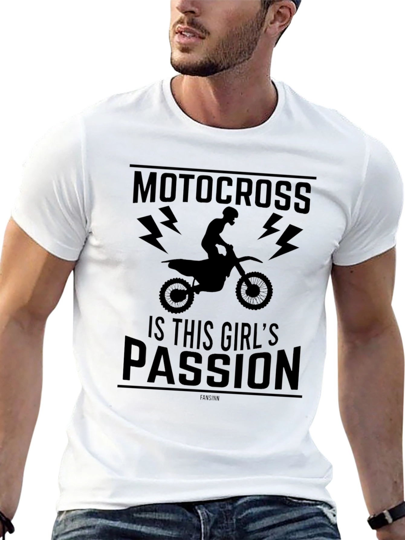 Motocross Girls Passion Black Graphic T-Shirt