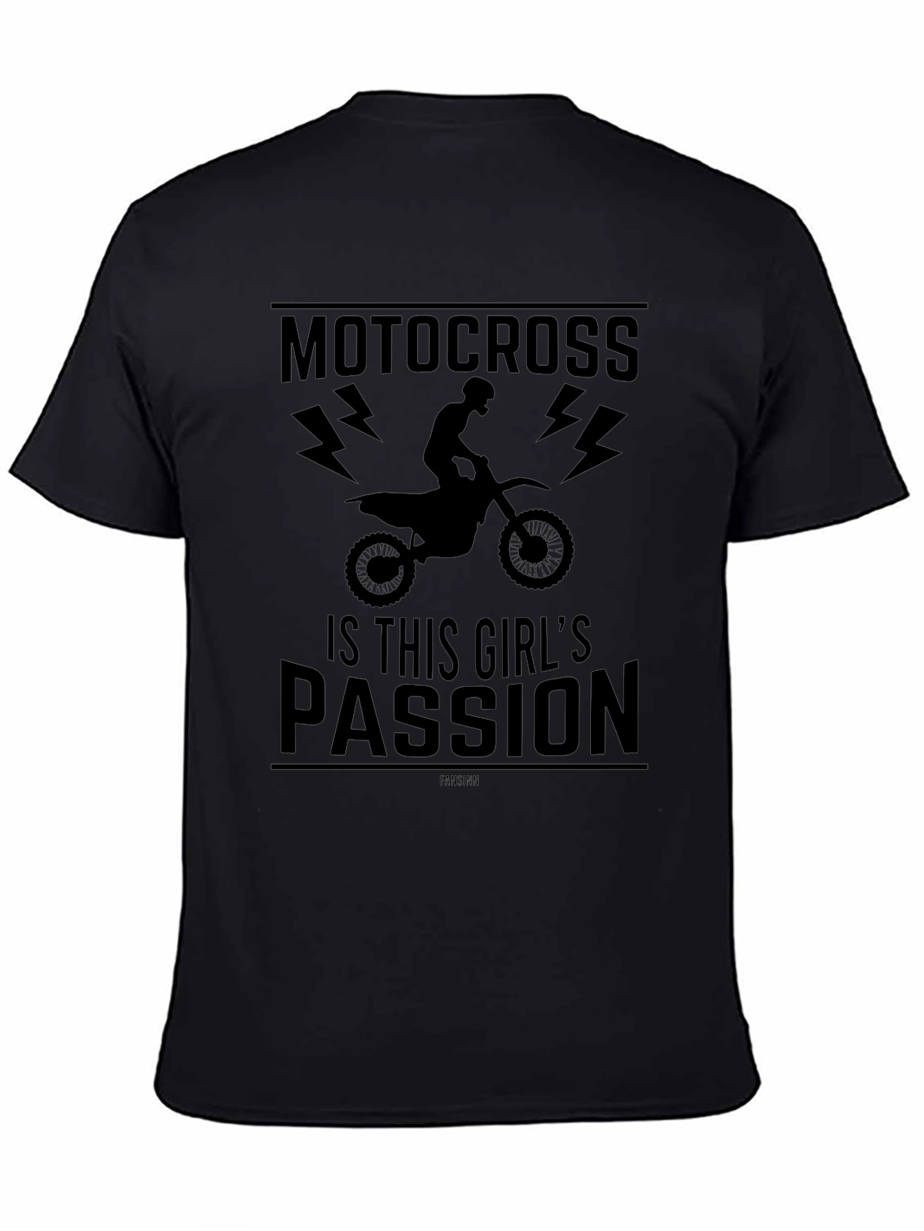 Motocross Girls Passion Black Graphic T-Shirt