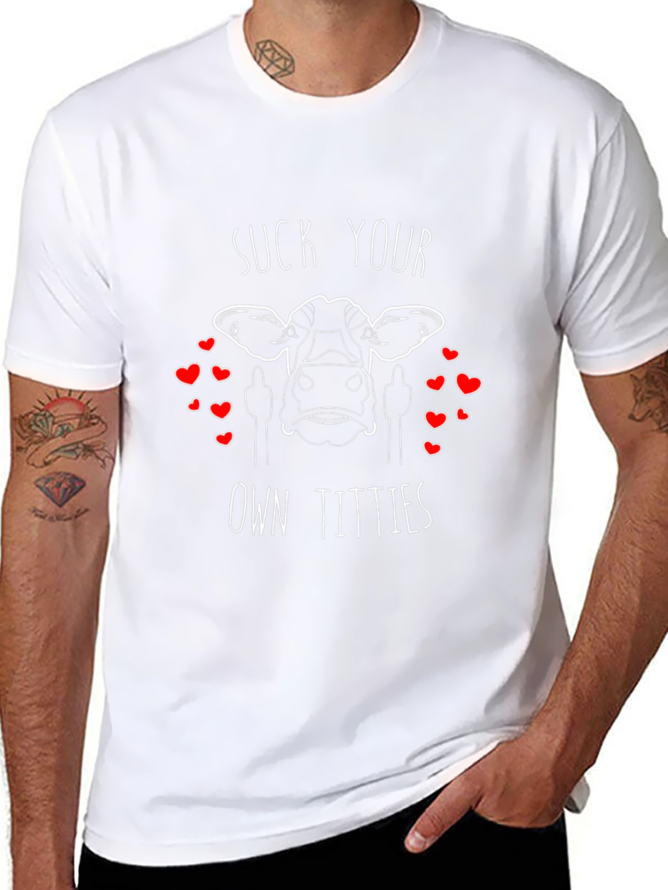 Suck Your Own Titties Funny Cow Graphic T-Shirt