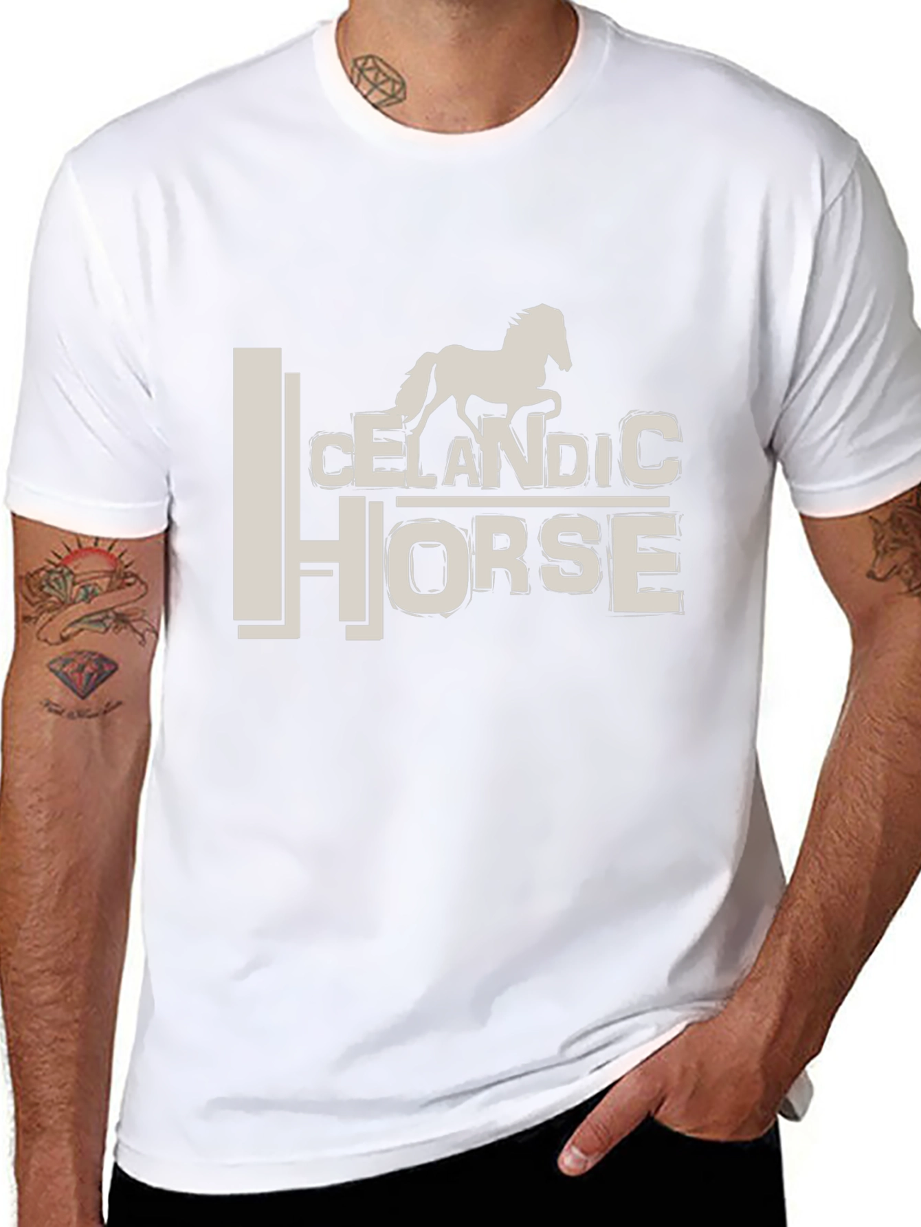 Icelandic Horse Graphic Tee - Stylish Black T-Shirt