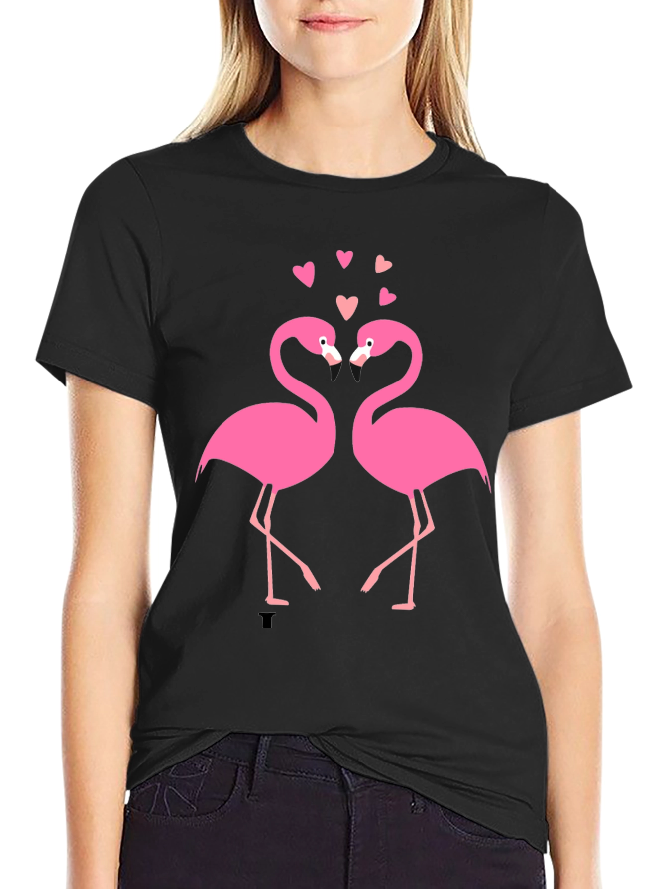 Flamingo Love Black T-Shirt