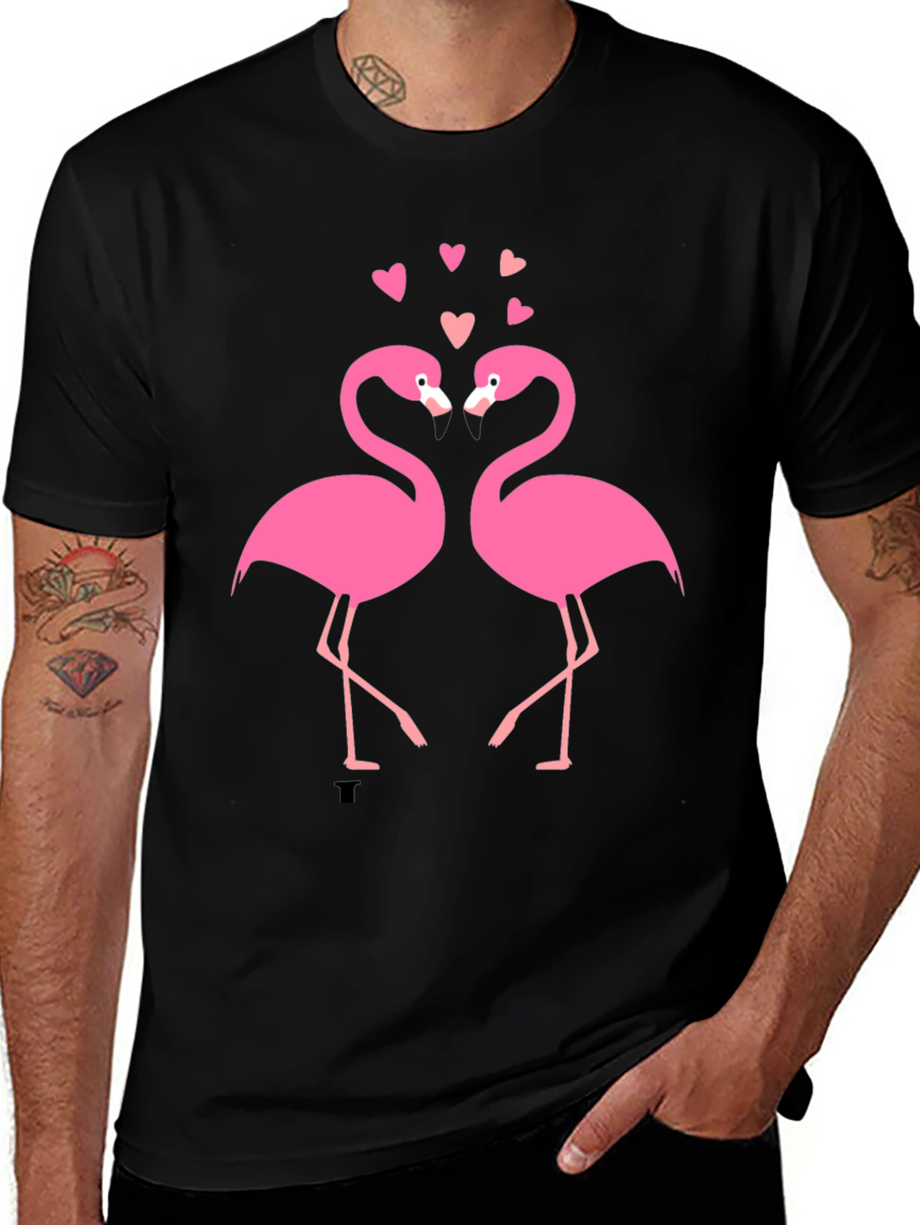 Flamingo Love Black T-Shirt