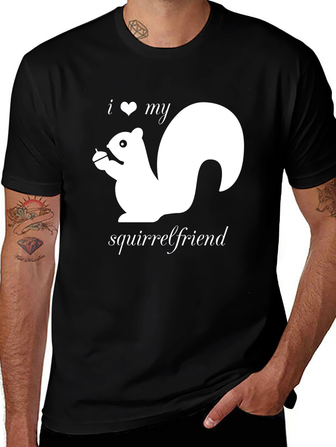 I Heart My Squirrelfriend T-Shirt Black Cotton Tee