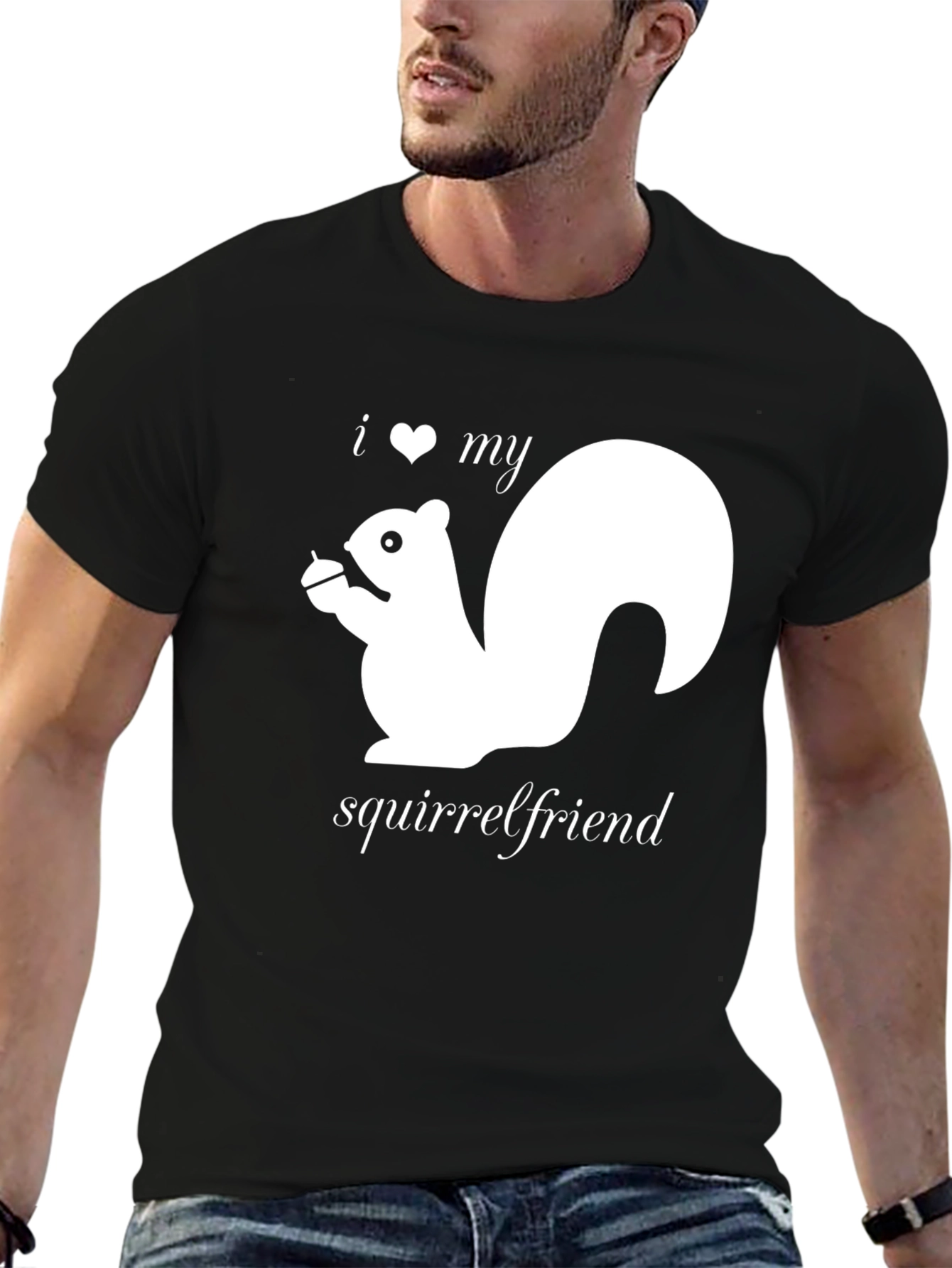 I Heart My Squirrelfriend T-Shirt Black Cotton Tee