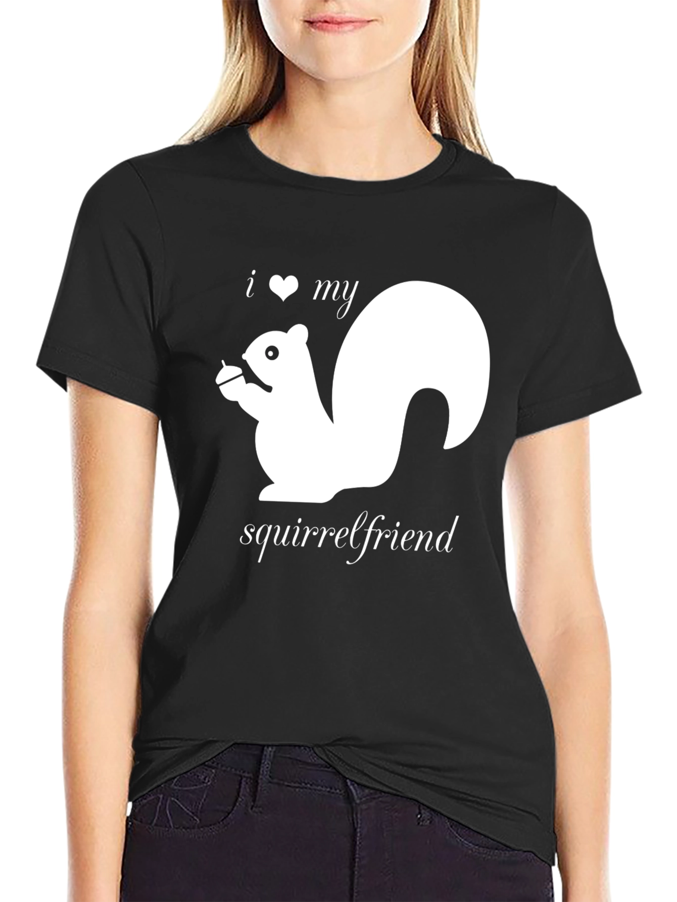 I Heart My Squirrelfriend T-Shirt Black Cotton Tee