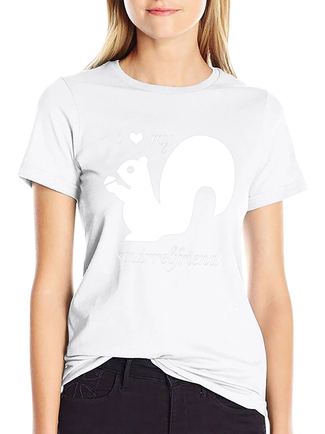 I Heart My Squirrelfriend T-Shirt Black Cotton Tee