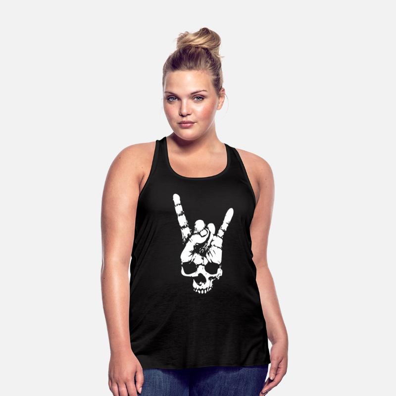 heavy metal skull with devil horns hand