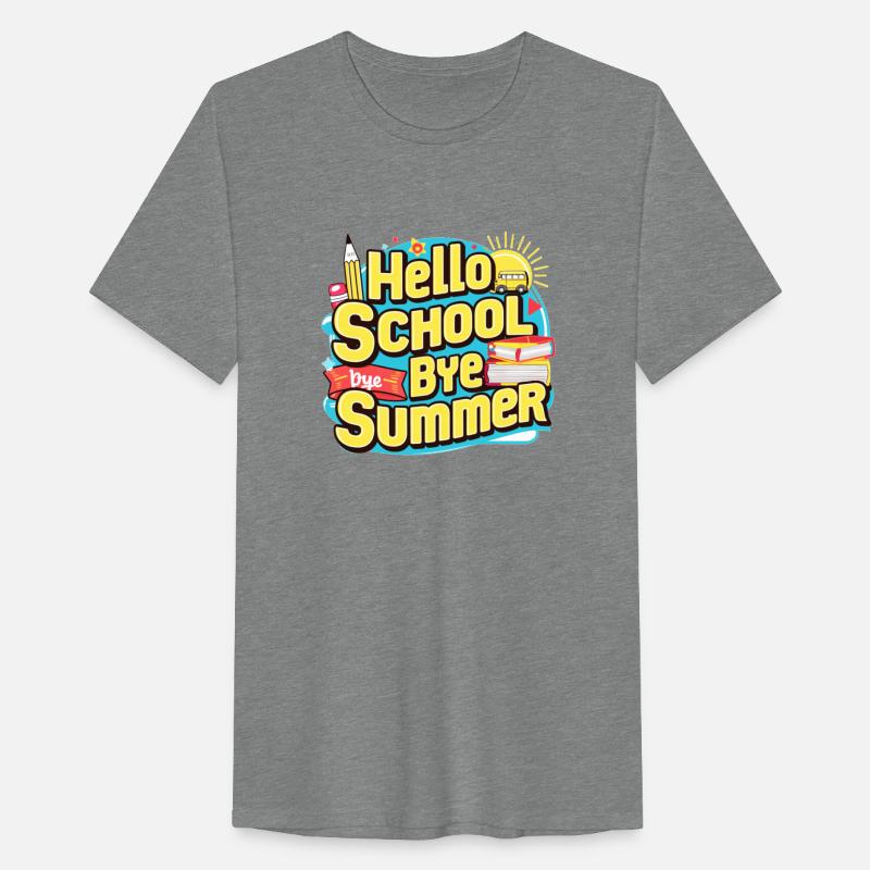 Hello school bye summer back to school emblem art