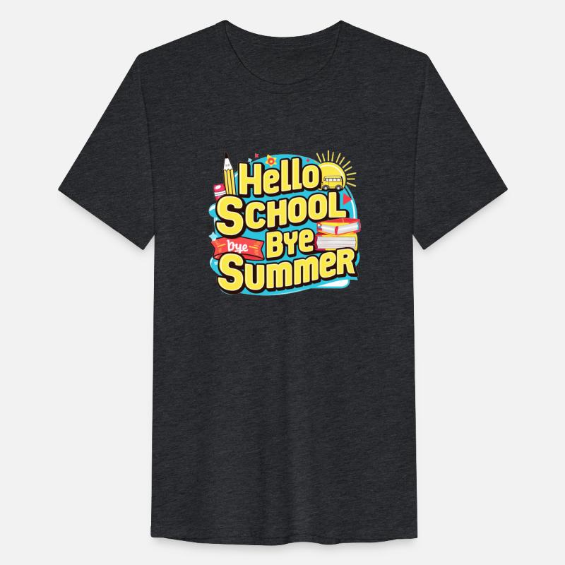 Hello school bye summer back to school emblem art