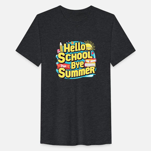 Hello school bye summer back to school emblem art