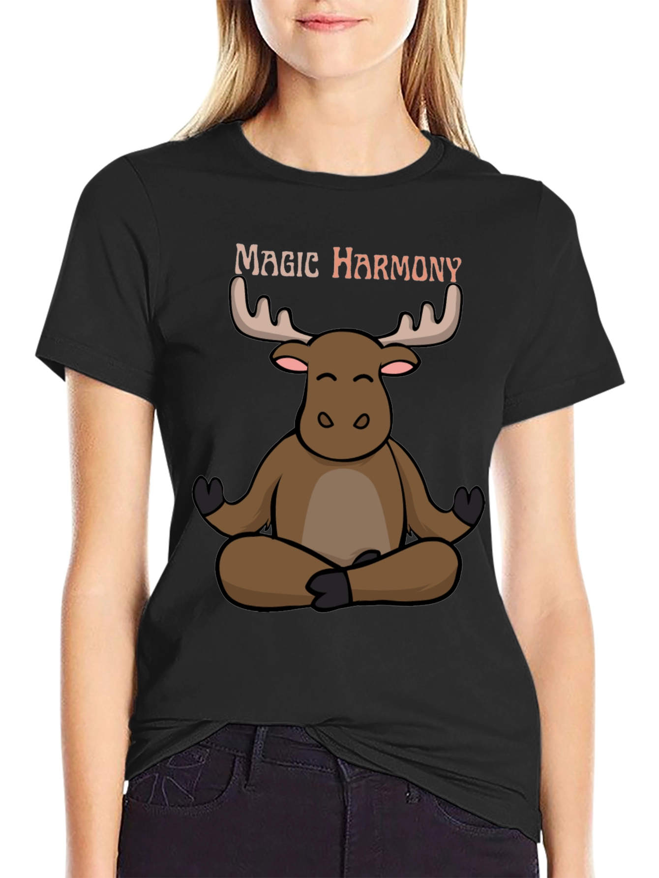 Yoga Moose T-Shirt - Magic Harmony Meditating Cartoon