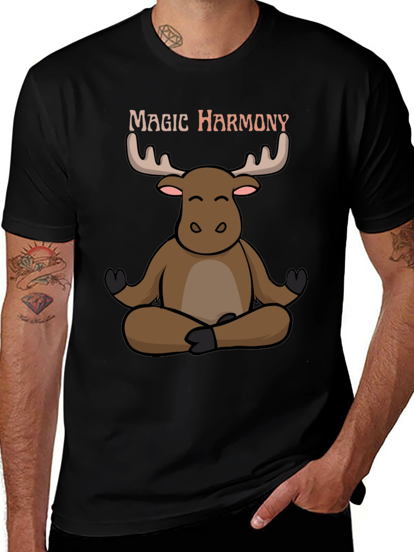Yoga Moose T-Shirt - Magic Harmony Meditating Cartoon