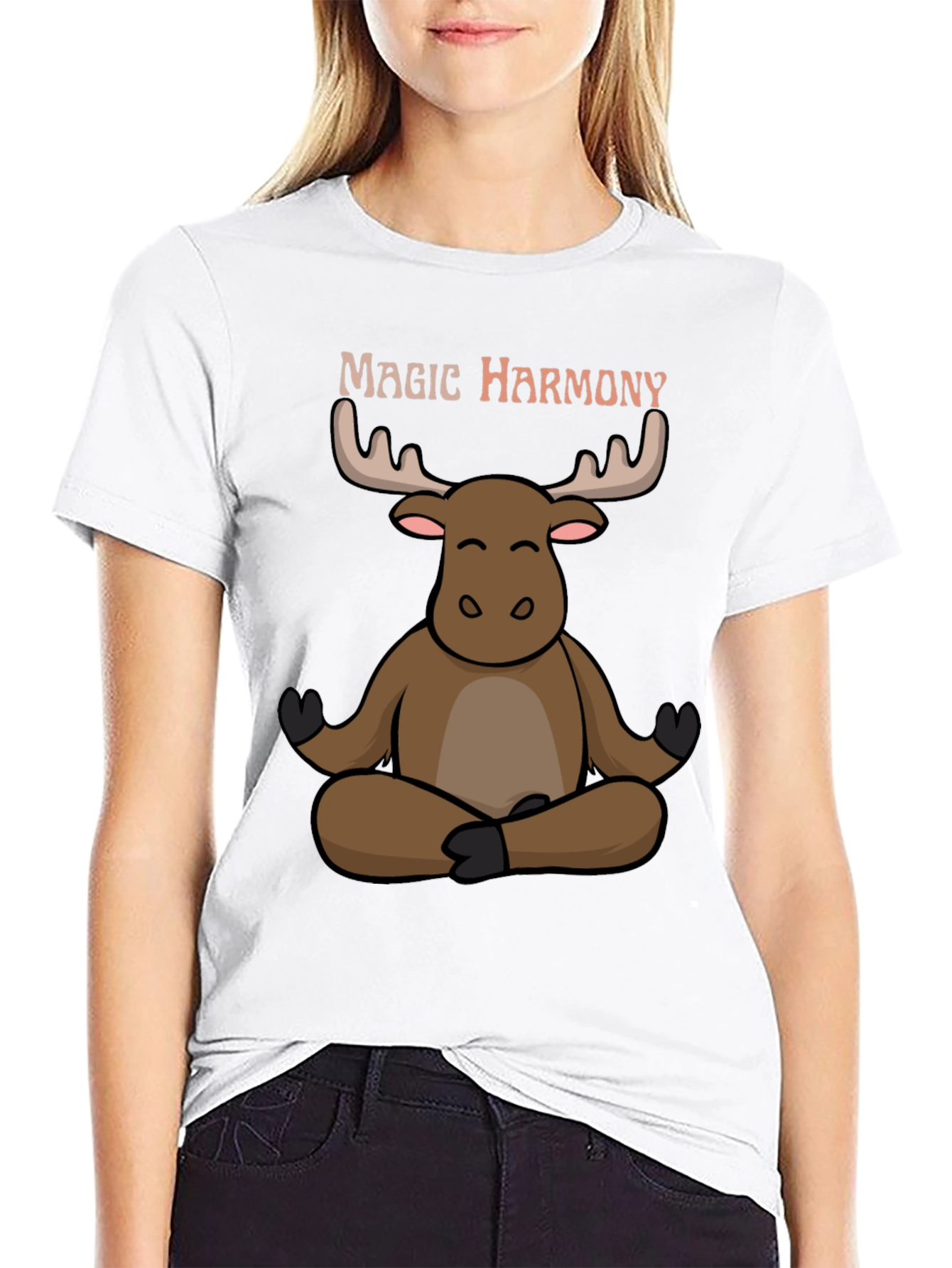 Yoga Moose T-Shirt - Magic Harmony Meditating Cartoon
