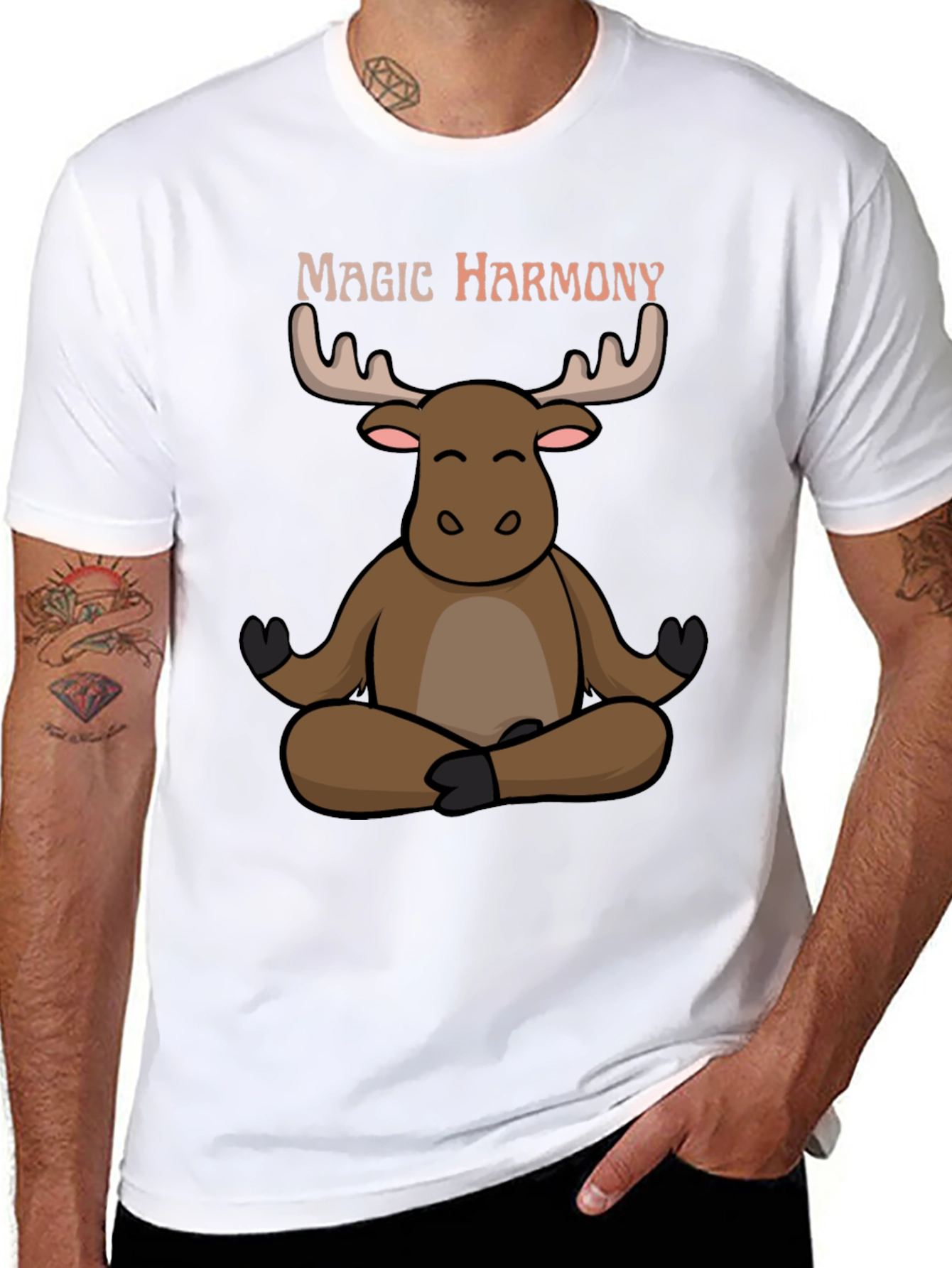 Yoga Moose T-Shirt - Magic Harmony Meditating Cartoon
