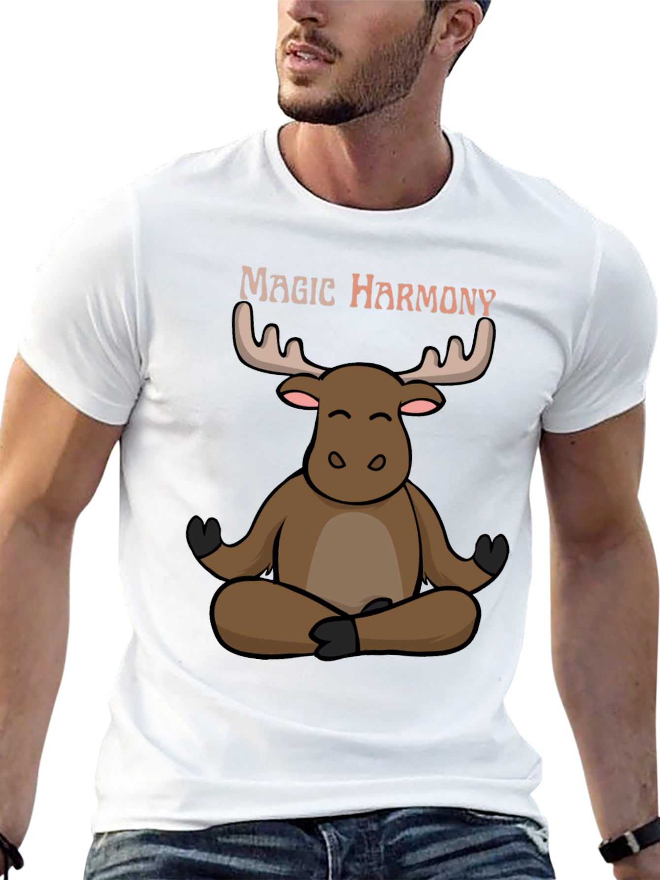 Yoga Moose T-Shirt - Magic Harmony Meditating Cartoon