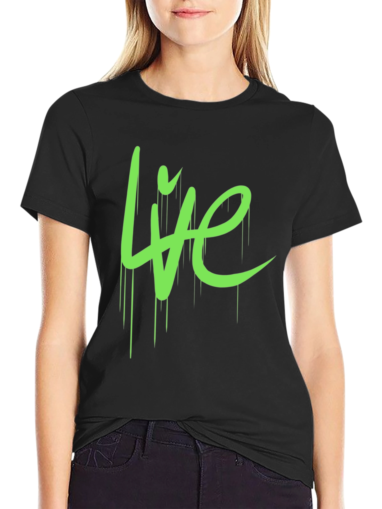 Live Graphic Tee - Black Cotton Casual T-Shirt