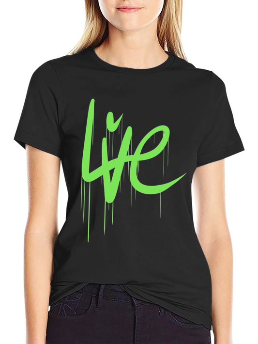 Live Graphic Tee - Black Cotton Casual T-Shirt