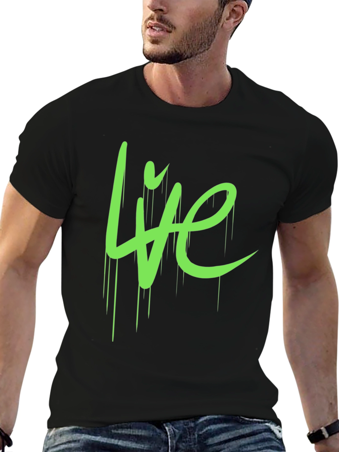 Live Graphic Tee - Black Cotton Casual T-Shirt