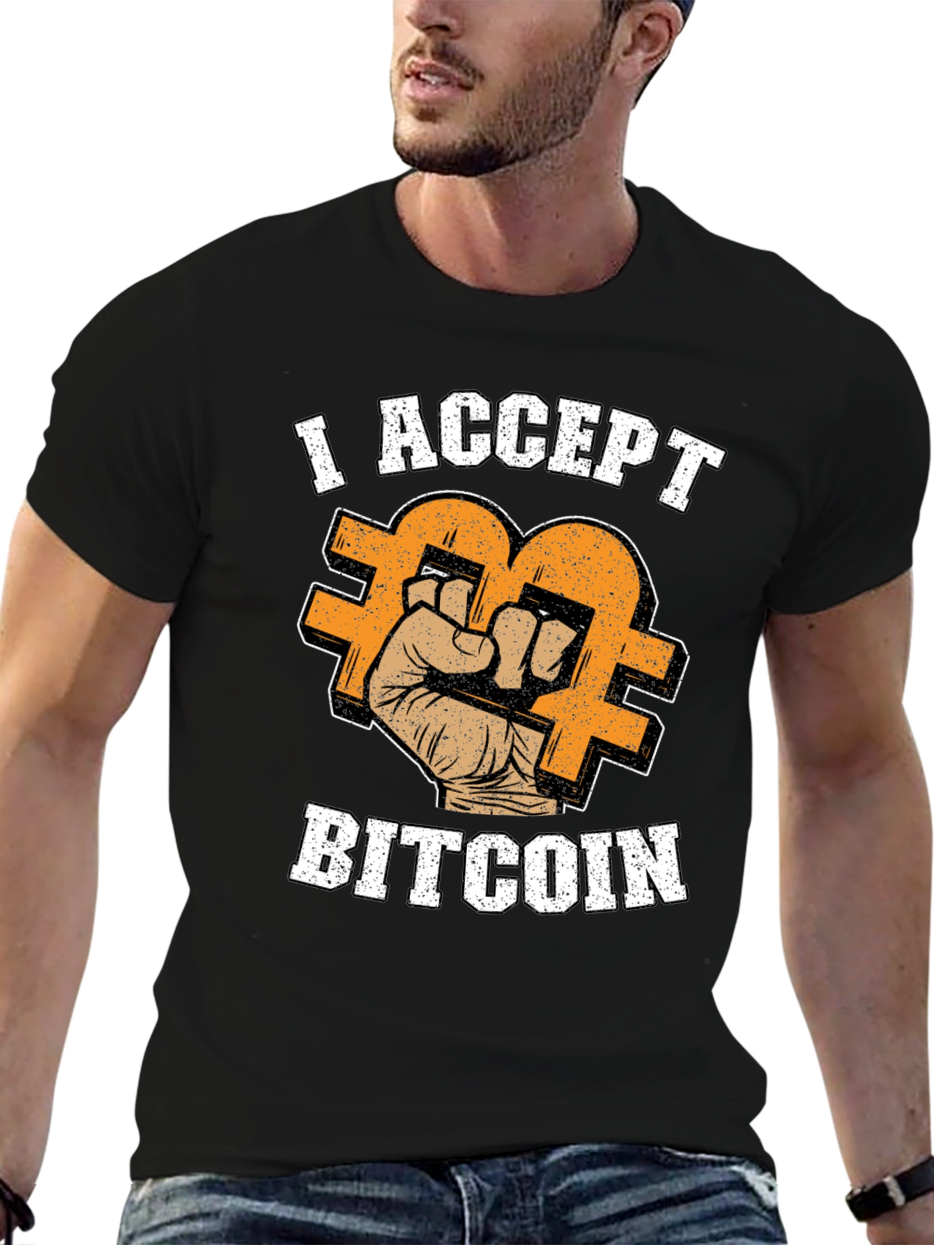 I Accept Bitcoin Black T-Shirt - Crypto Currency