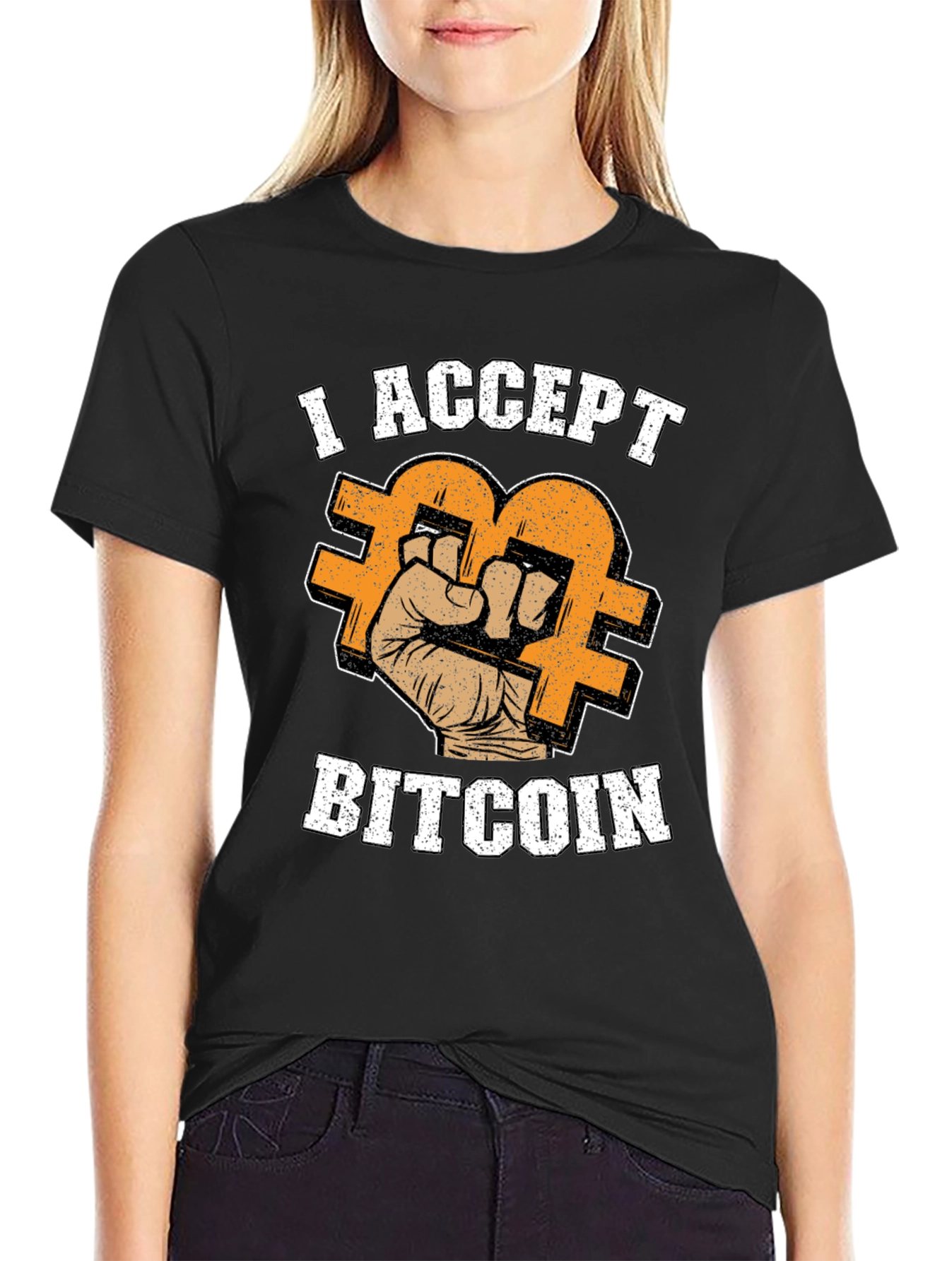 I Accept Bitcoin Black T-Shirt - Crypto Currency