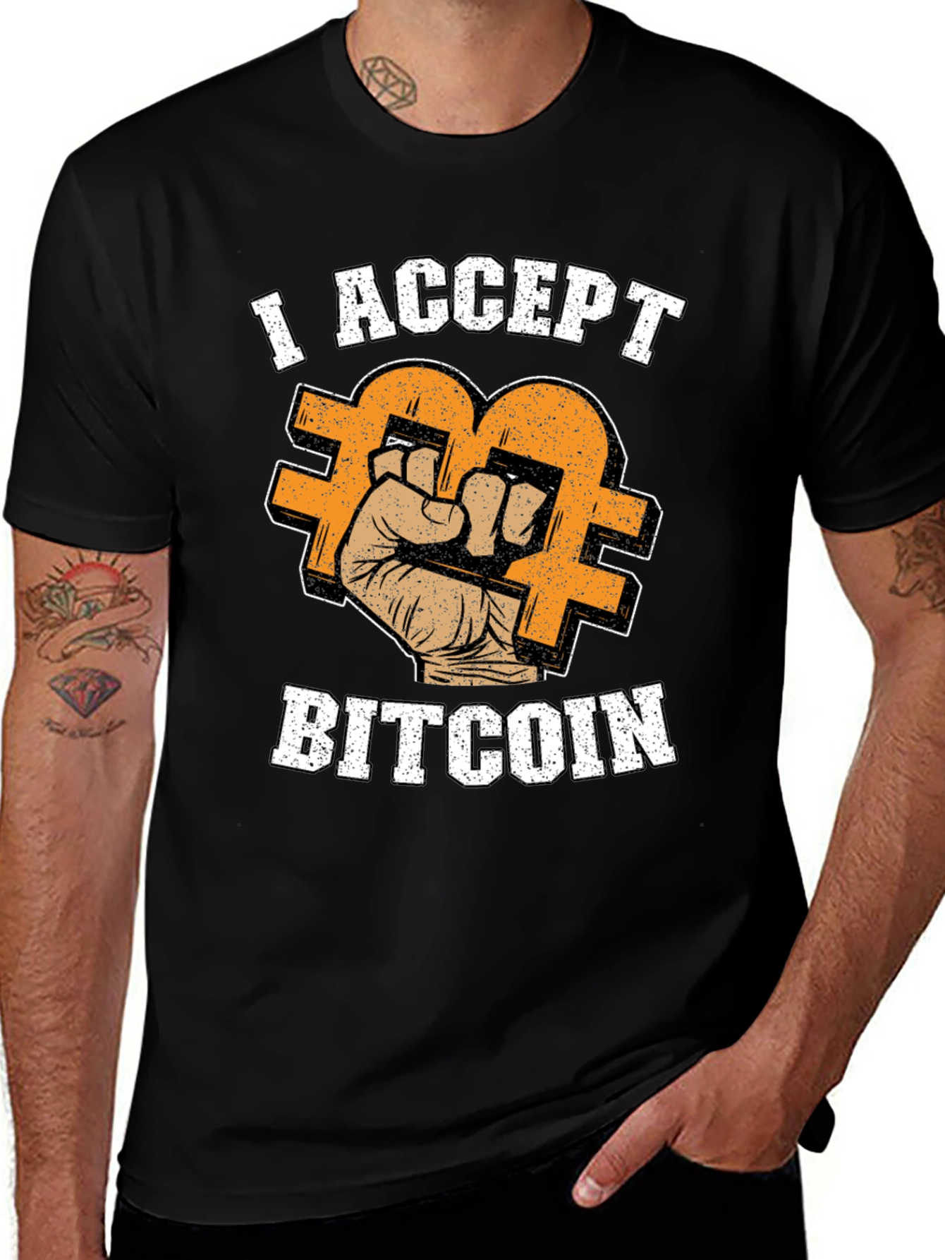 I Accept Bitcoin Black T-Shirt - Crypto Currency