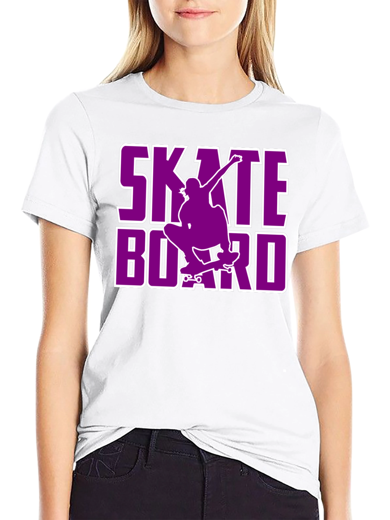 Skateboard Graphic Tee - Black Cotton