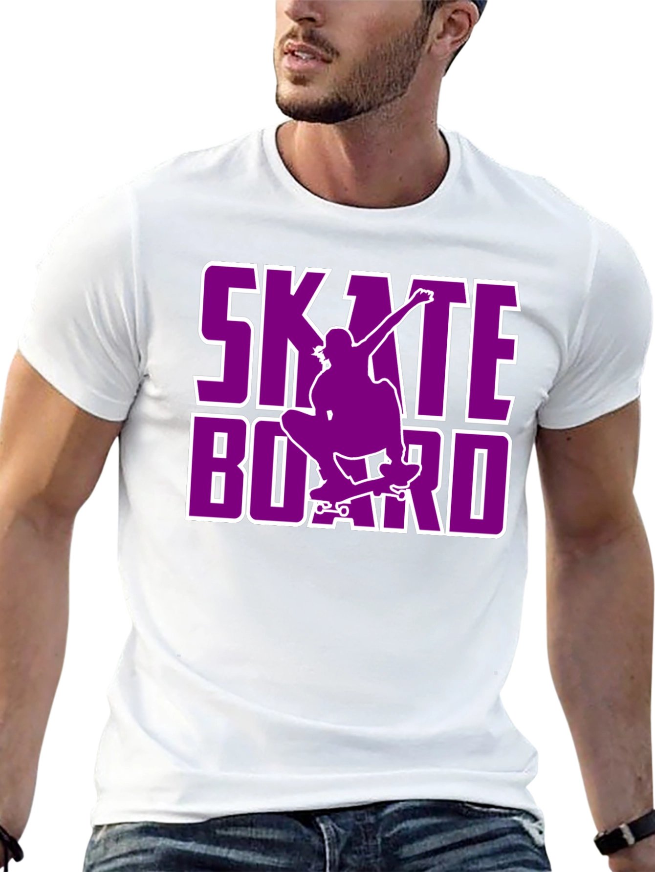 Skateboard Graphic Tee - Black Cotton