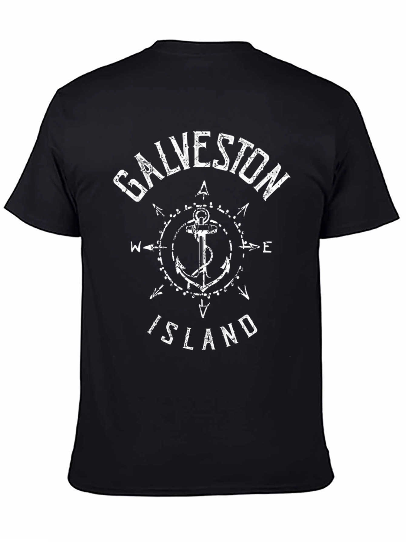 Galveston Island Anchor T-Shirt - Nautical Compass Design