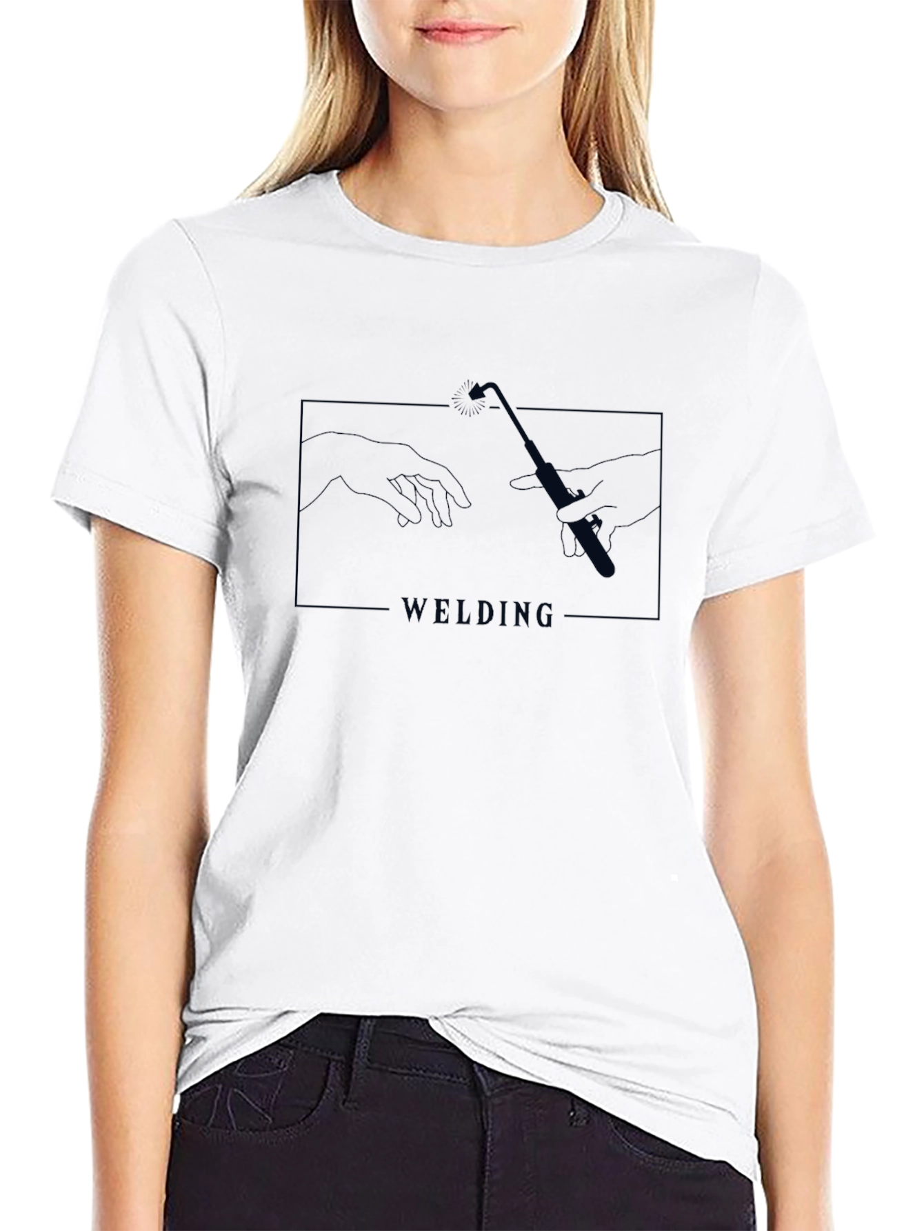 Welding Hands Black T-Shirt - Unique Graphic Tee