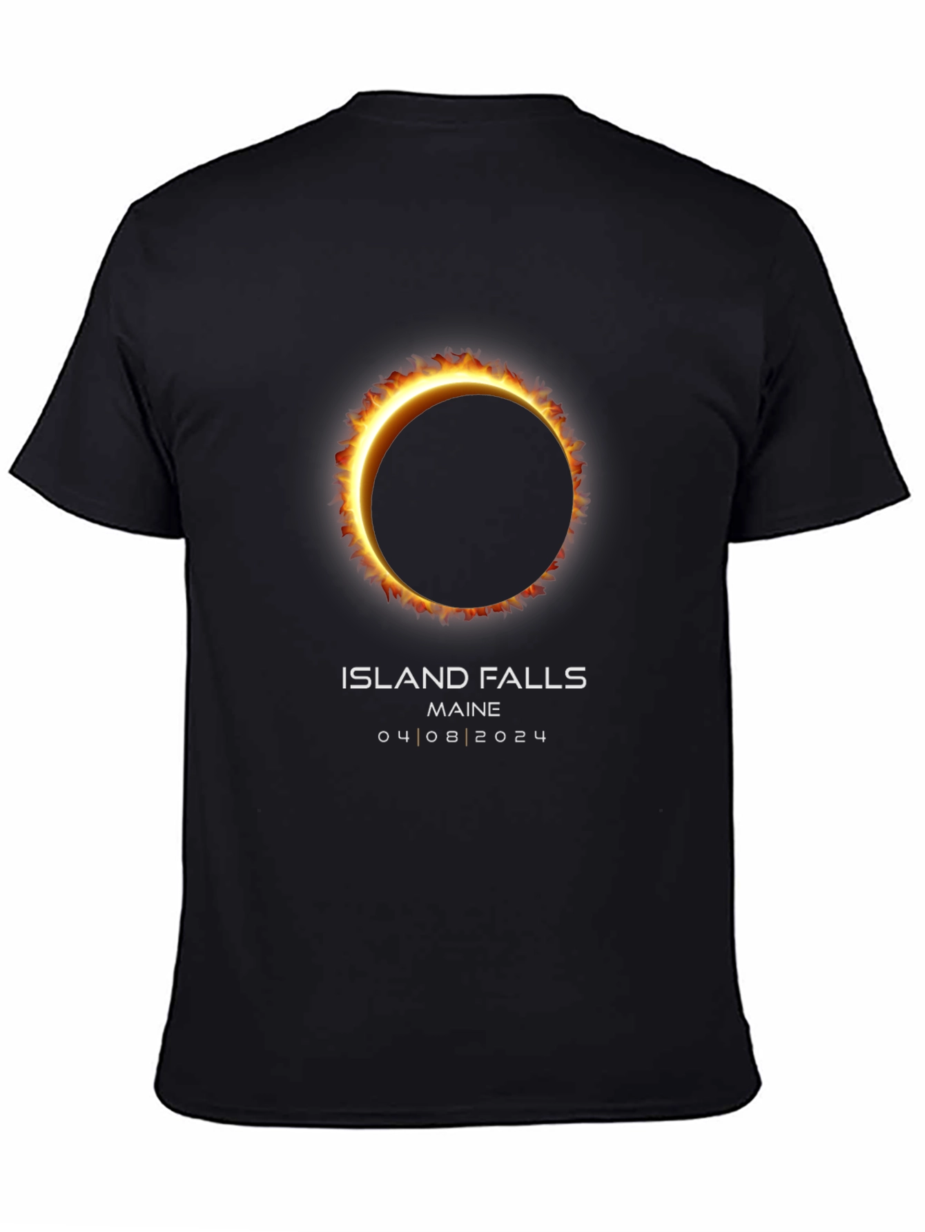 Island Falls Maine Eclipse 2024 Black T-Shirt
