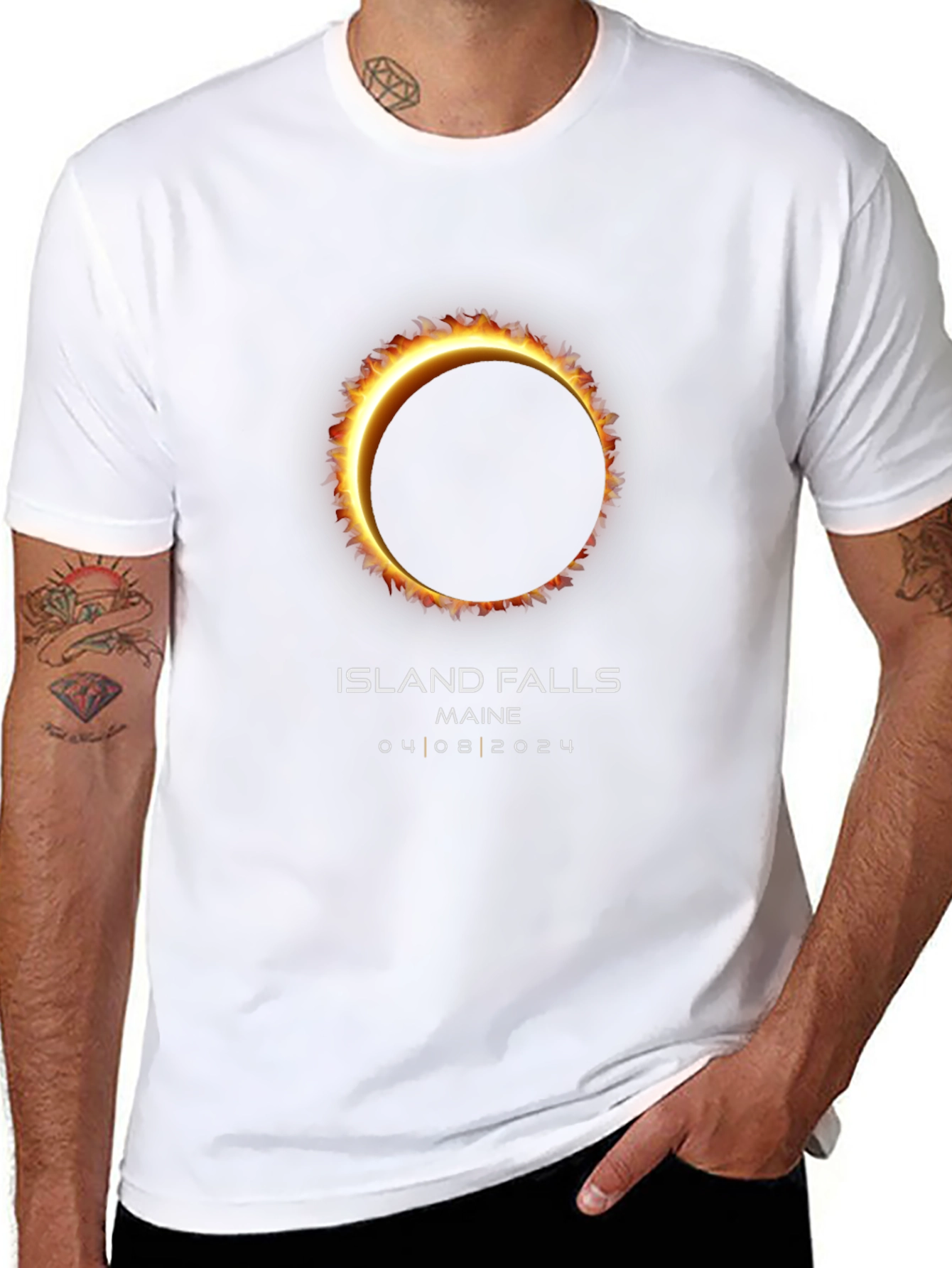 Island Falls Maine Eclipse 2024 Black T-Shirt