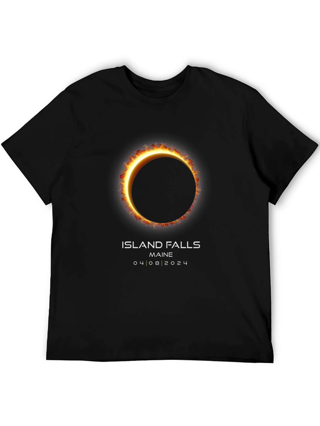 Island Falls Maine Eclipse 2024 Black T-Shirt