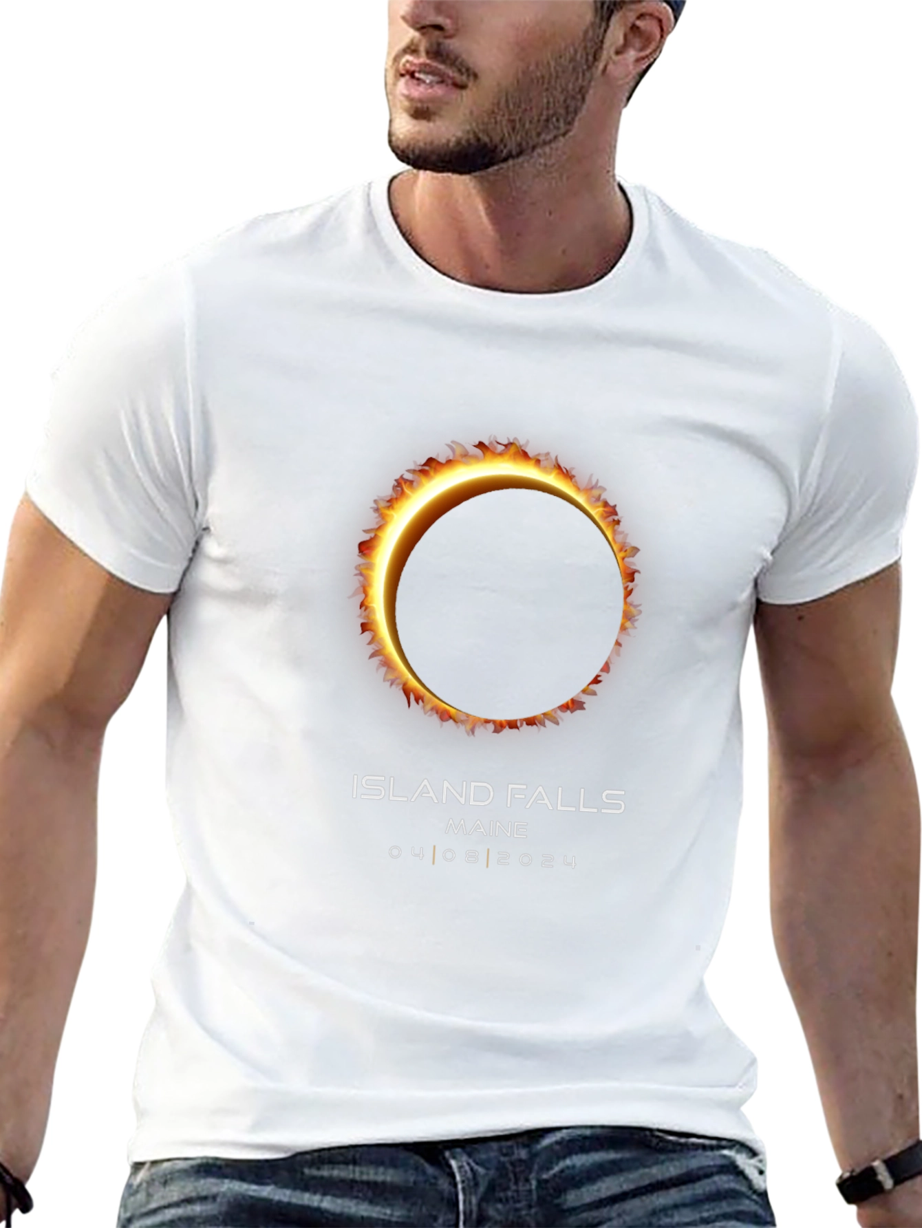 Island Falls Maine Eclipse 2024 Black T-Shirt