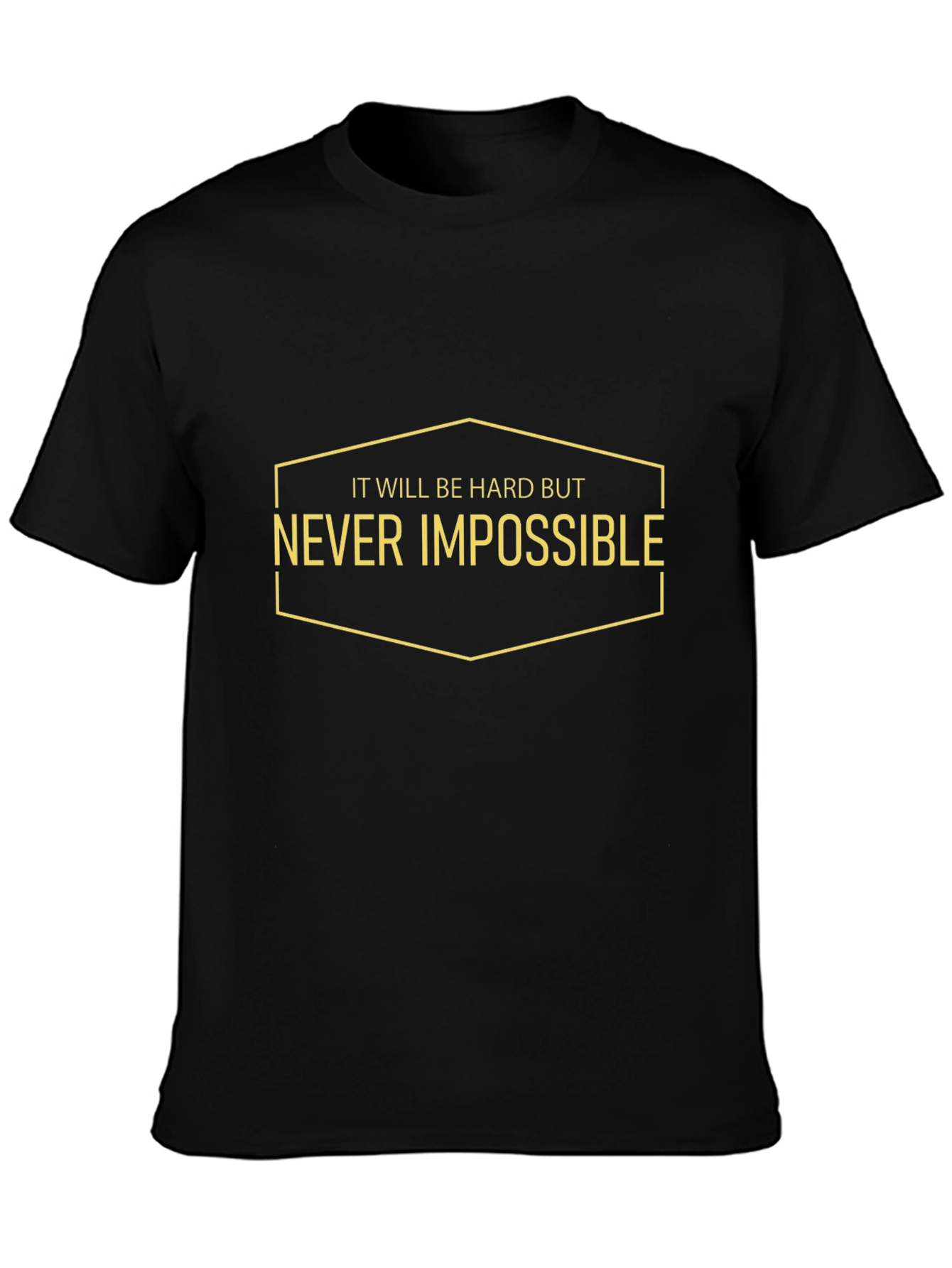 Motivational Black T-Shirt: Never Impossible