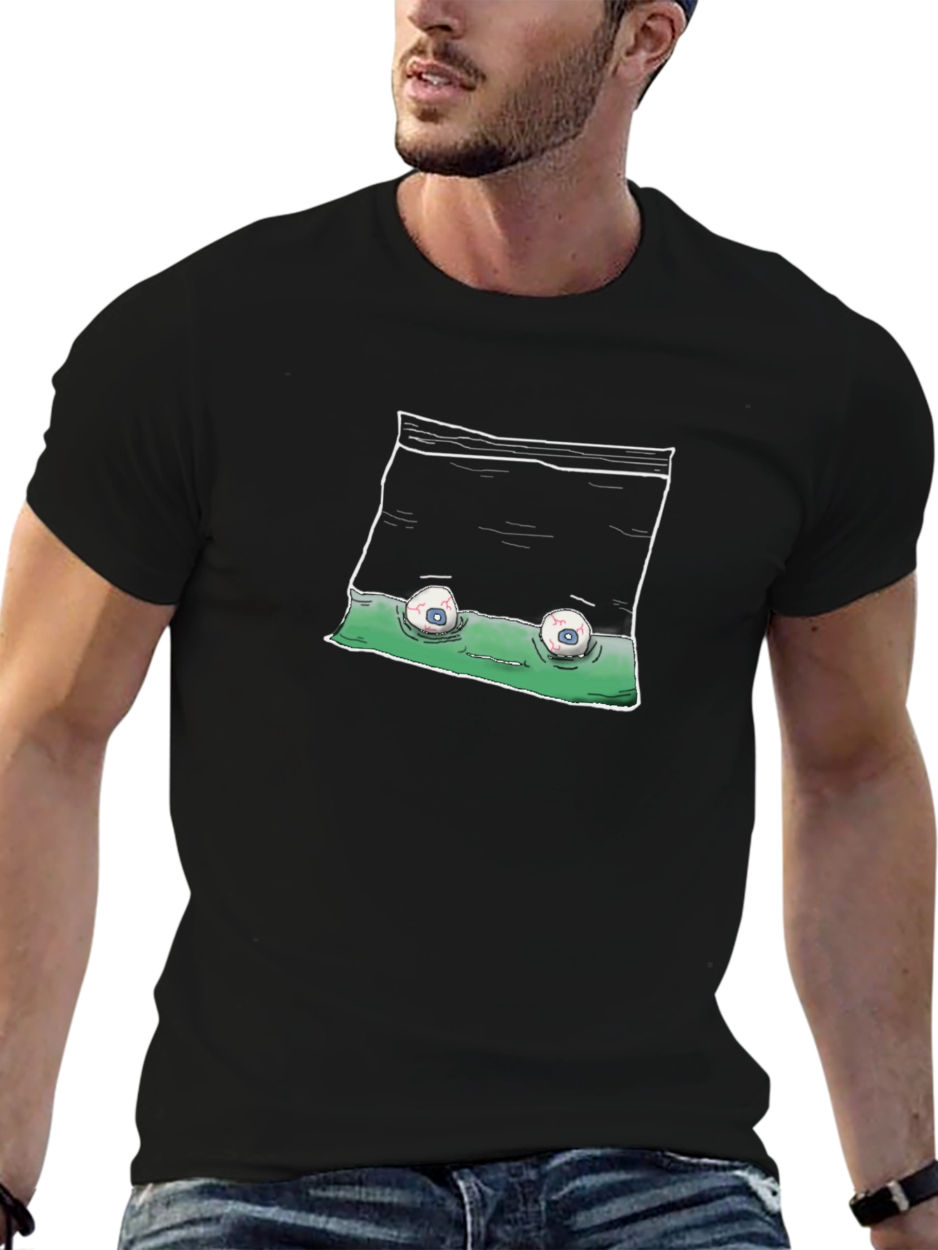 Creepy Eyes in Bag T-Shirt - Black