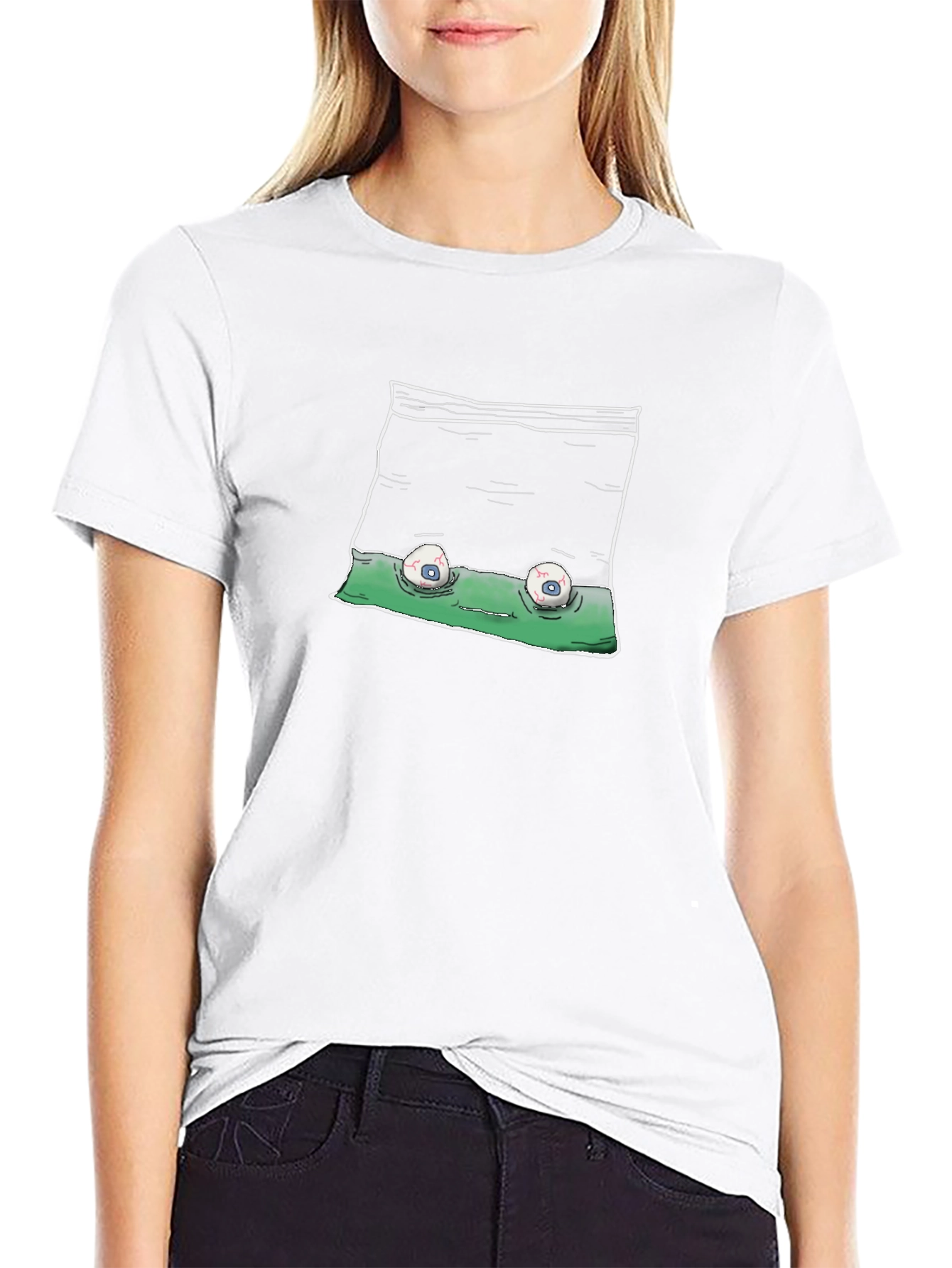 Creepy Eyes in Bag T-Shirt - Black