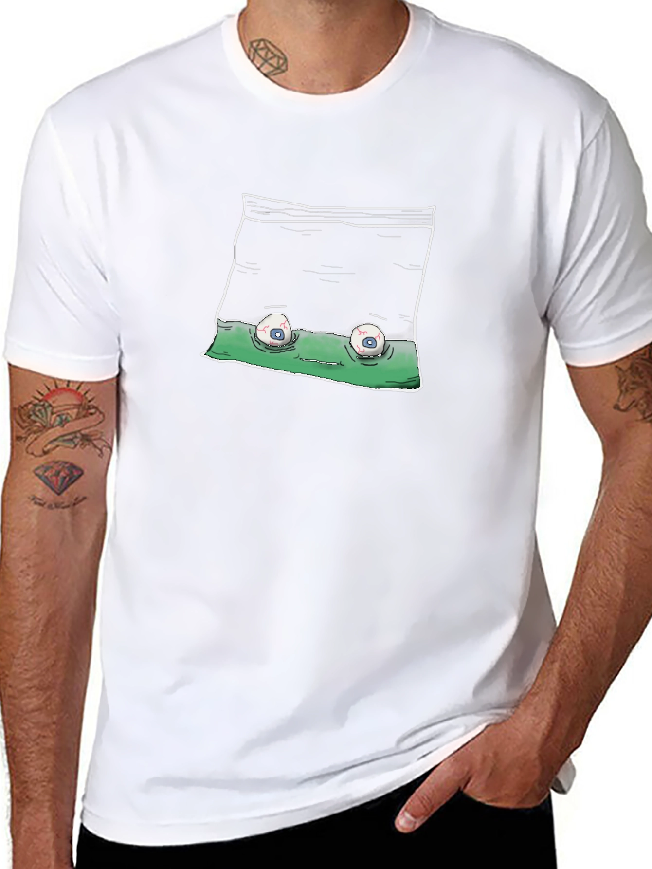 Creepy Eyes in Bag T-Shirt - Black