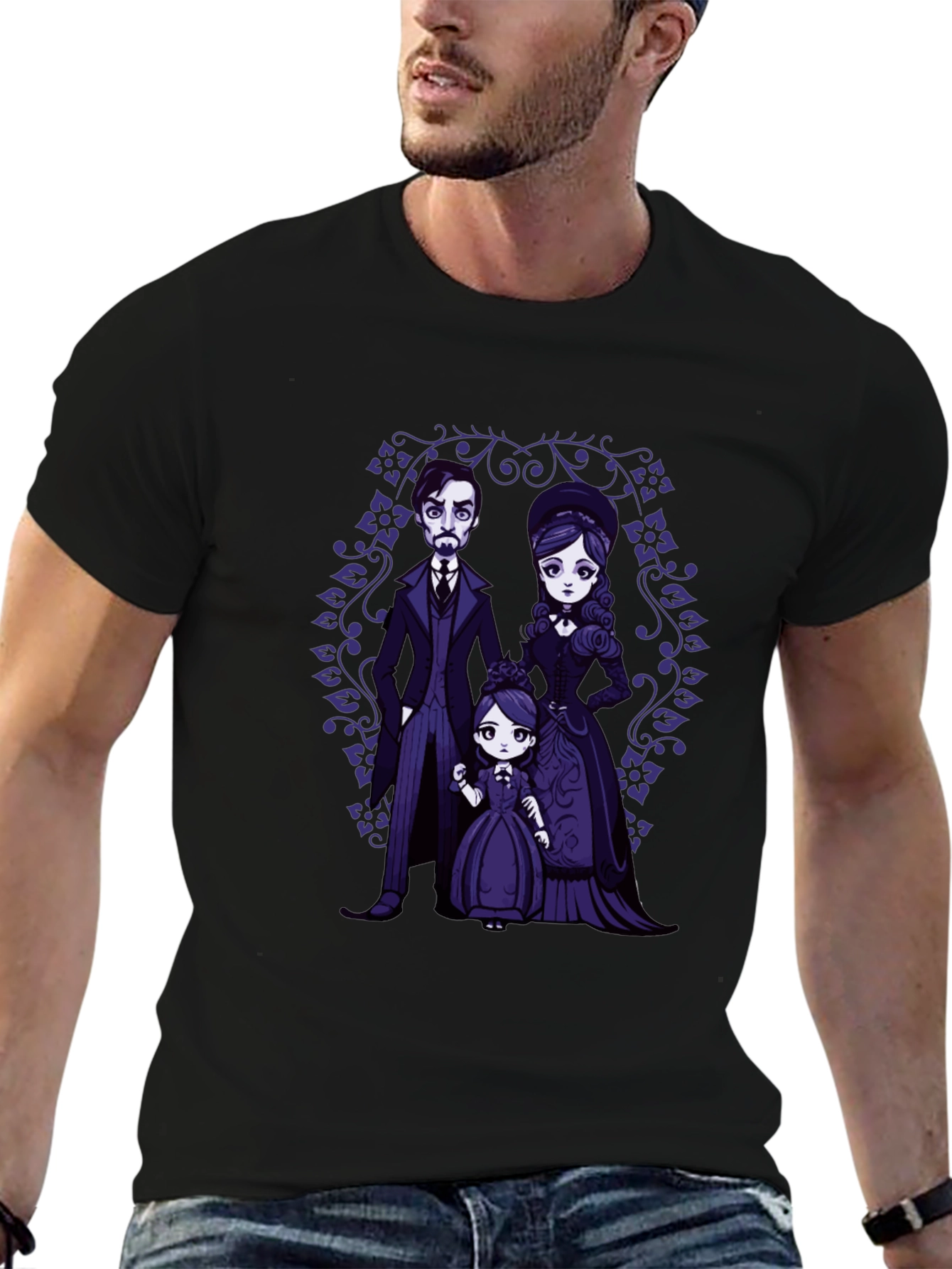 Gothic Cartoon Family Portrait T-Shirt