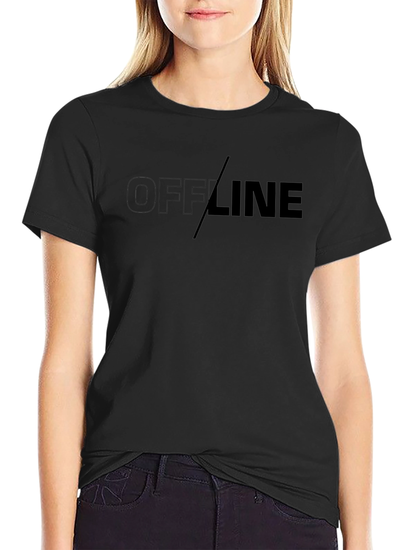 Offline Graphic T-Shirt - Black Casual Tee