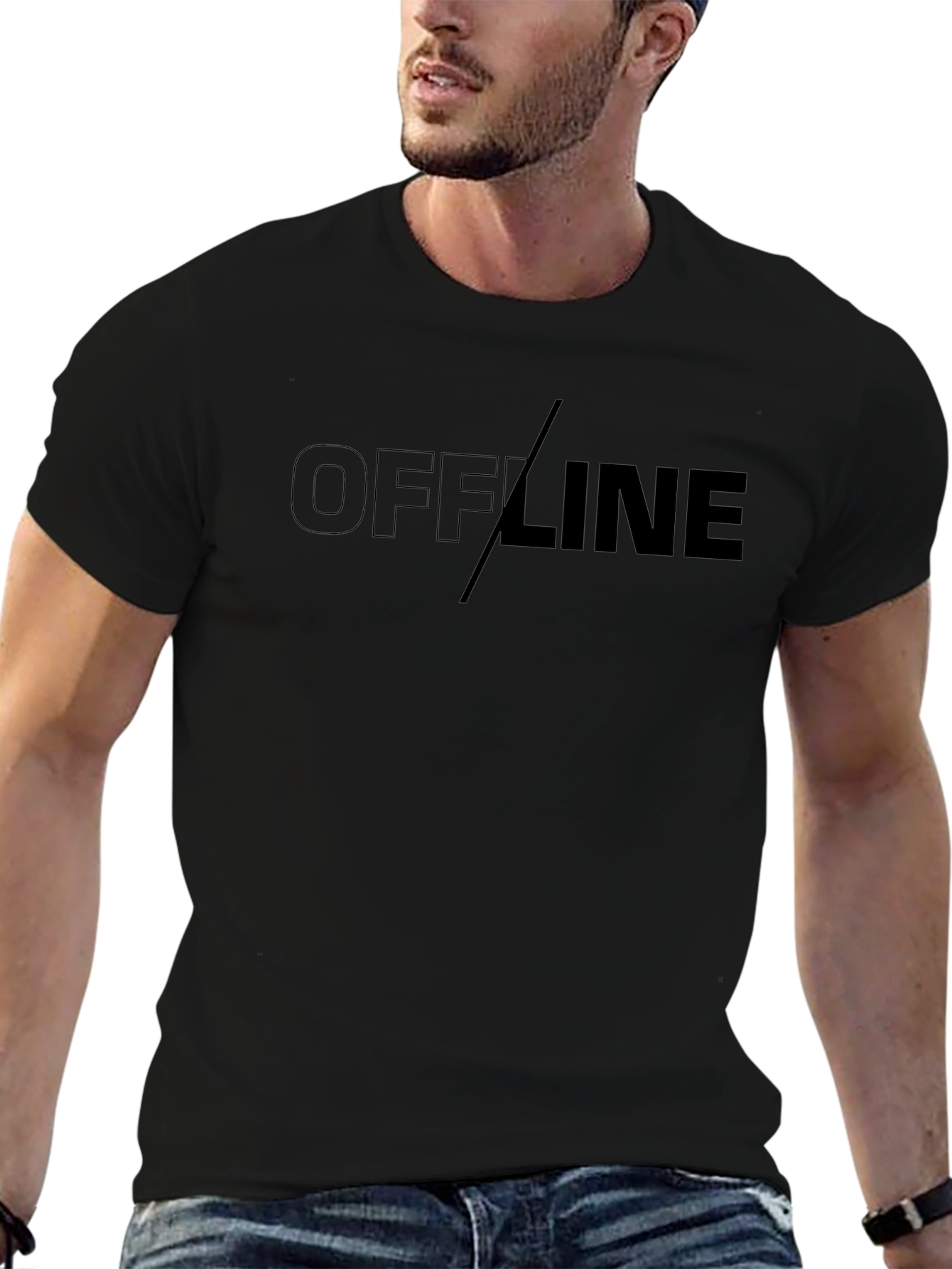 Offline Graphic T-Shirt - Black Casual Tee