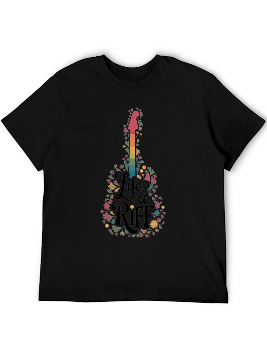 Lifes a Riff Guitar Floral Graphic T-Shirt