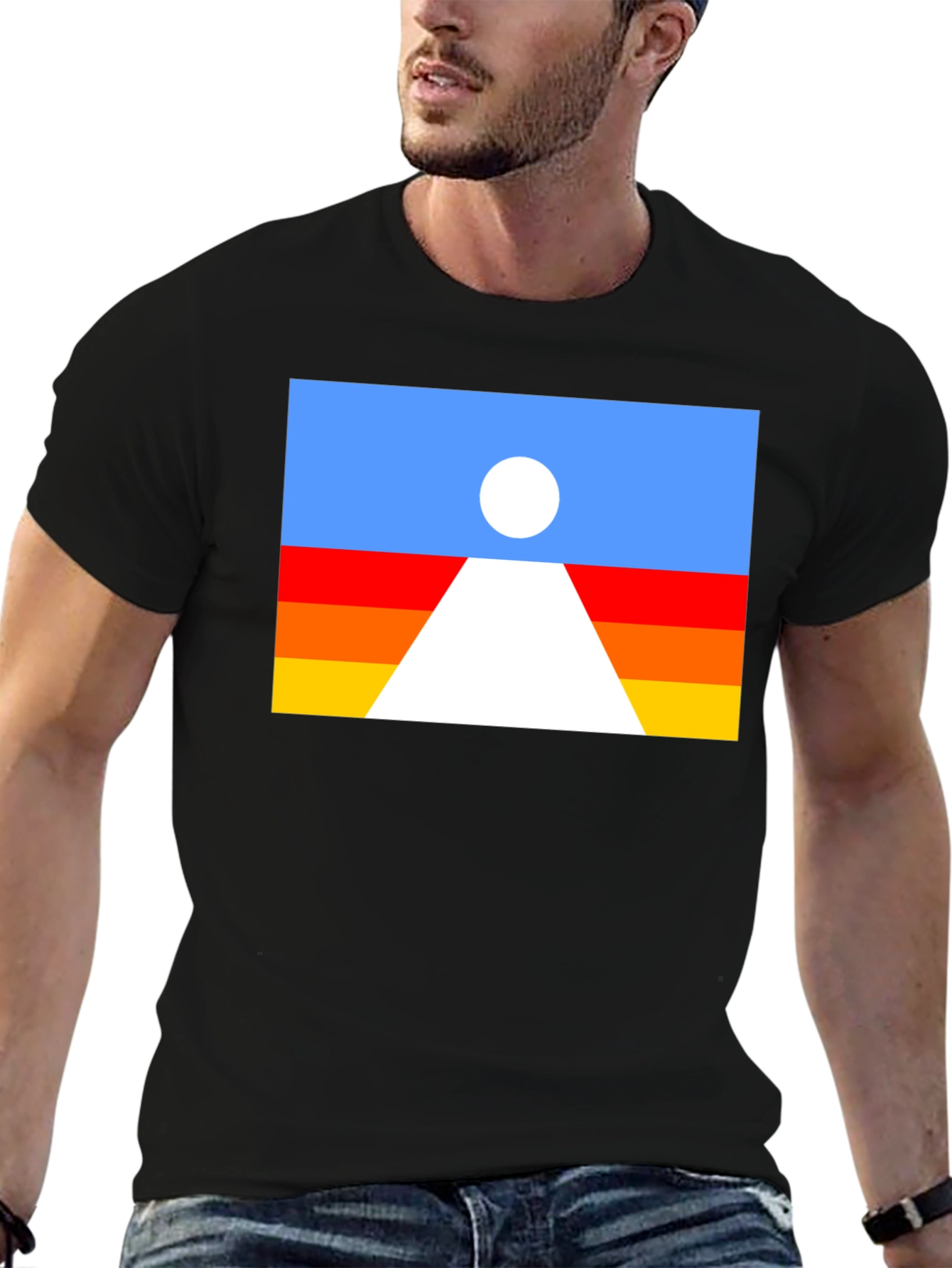 Retro Desert Landscape Graphic Tee - Black