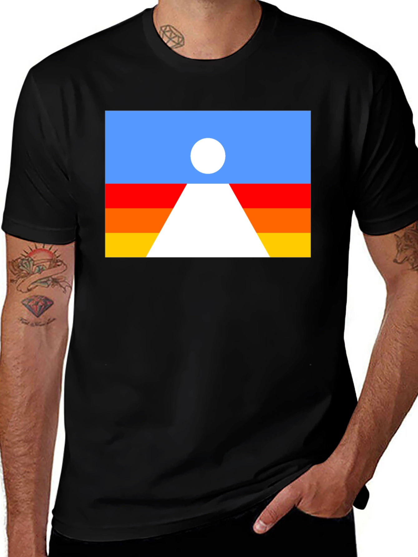 Retro Desert Landscape Graphic Tee - Black