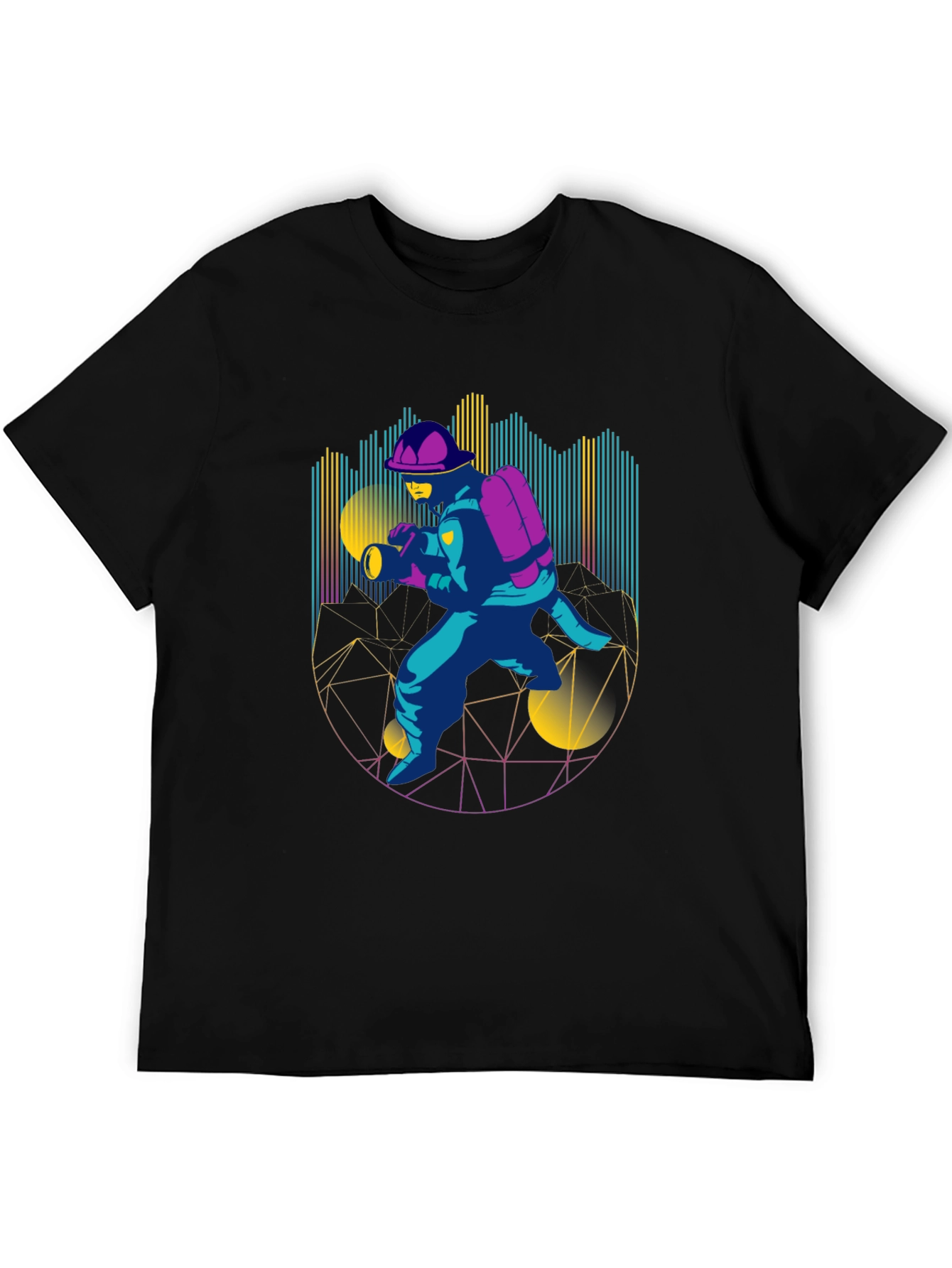 Retro Firefighter Graphic Tee - Black T-Shirt