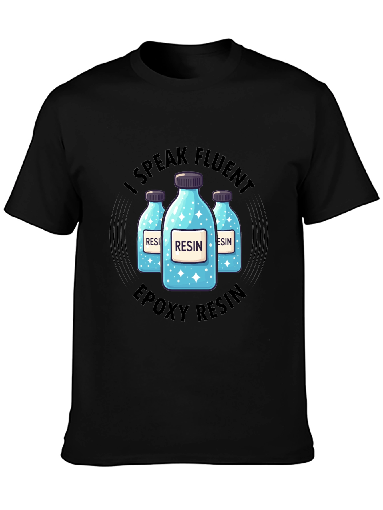 Fluent Resin T-Shirt - Epoxy Resin Bottles Design