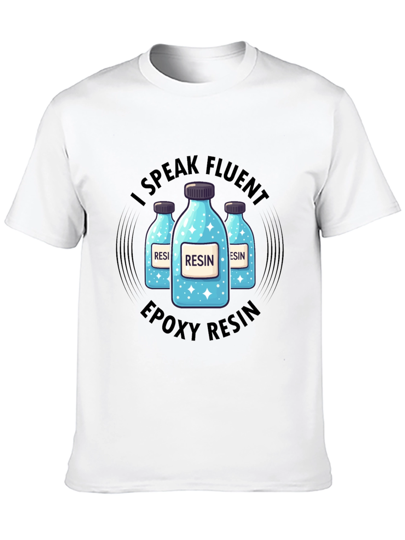 Fluent Resin T-Shirt - Epoxy Resin Bottles Design