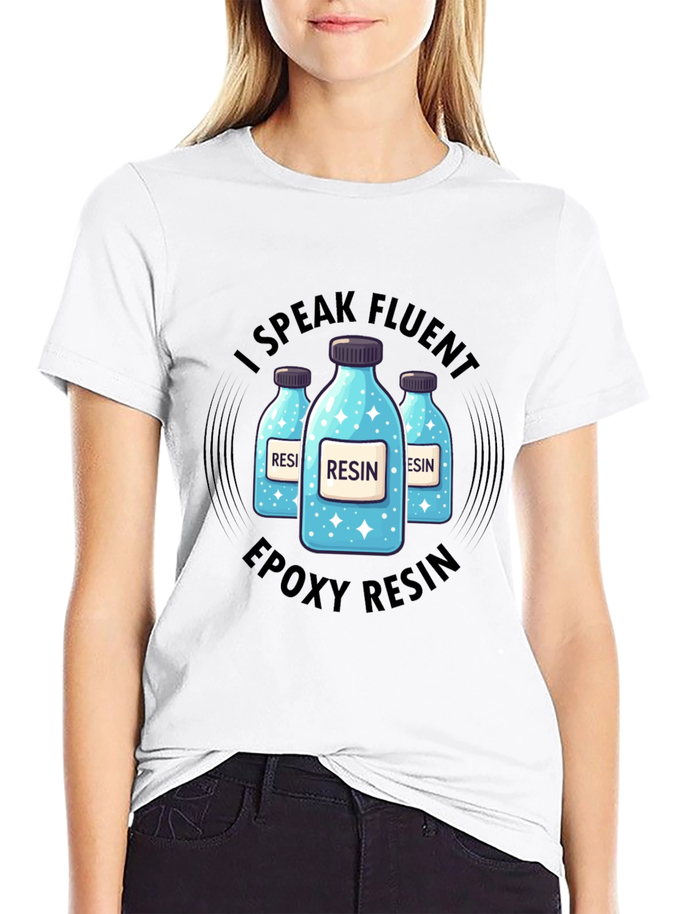 Fluent Resin T-Shirt - Epoxy Resin Bottles Design