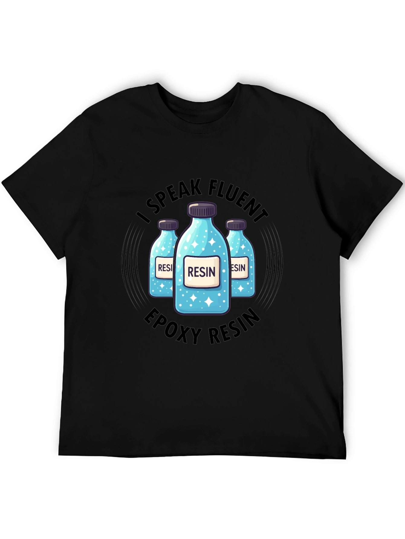 Fluent Resin T-Shirt - Epoxy Resin Bottles Design